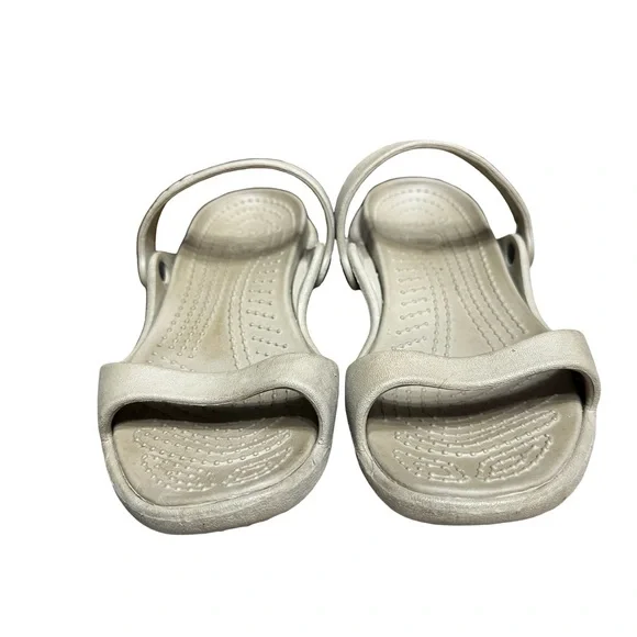 CROCS Cleo Strappy Sandals Size 8 Tan Slip On Slides Comfort Water Summer Beach - Picture 2 of 8